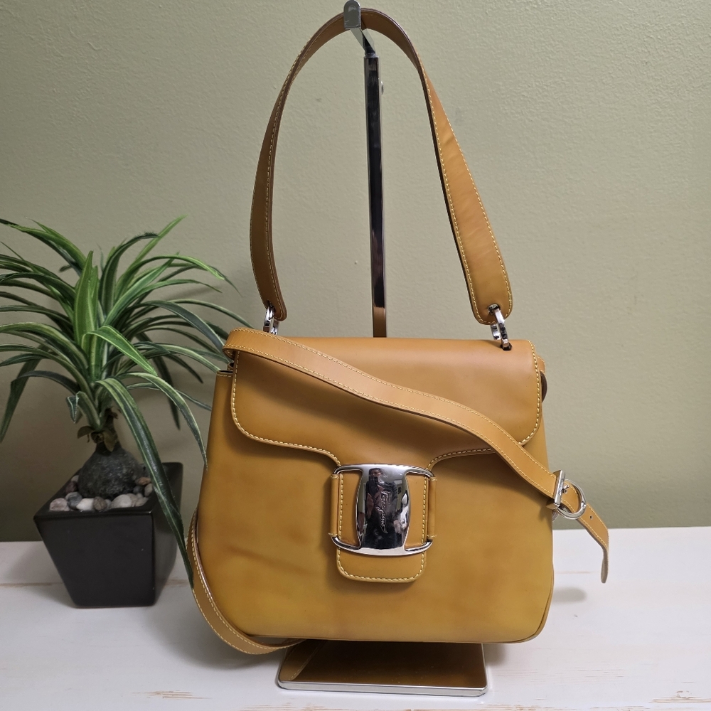 Salvatore Ferragamo | Vintage Mustard Leather 2-Way Handbag/Crossbody